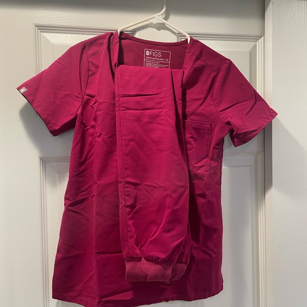 Dark Magenta Figs Scrubs Set
